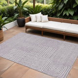 8' X 10' Lavender And Ivory Geometric Washable Indoor Outdoor Area Rug