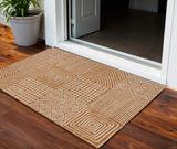 3' X 5' Copper And Ivory Geometric Washable Indoor Outdoor Area Rug