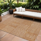 8' X 10' Copper And Ivory Geometric Washable Indoor Outdoor Area Rug