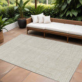 8' X 10' Beige And Ivory Geometric Washable Indoor Outdoor Area Rug