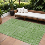 8' X 10' Green And Ivory Geometric Washable Indoor Outdoor Area Rug