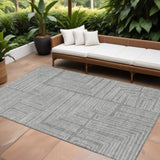 8' X 10' Gray And Ivory Geometric Washable Indoor Outdoor Area Rug