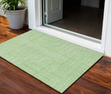 3' X 5' Mint Green And Ivory Geometric Washable Indoor Outdoor Area Rug