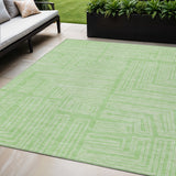5' X 8' Mint Green And Ivory Geometric Washable Indoor Outdoor Area Rug