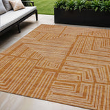 5' X 8' Copper And Ivory Geometric Washable Indoor Outdoor Area Rug
