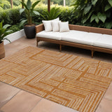 8' X 10' Copper And Ivory Geometric Washable Indoor Outdoor Area Rug