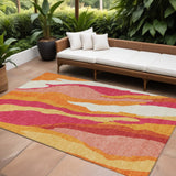 8' X 10' Blush Copper And Ivory Abstract Washable Indoor Outdoor Area Rug