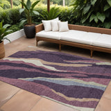 8' X 10' Plum Purple And Ivory Abstract Washable Indoor Outdoor Area Rug