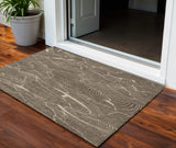 3' X 5' Brown And Ivory Abstract Washable Indoor Outdoor Area Rug