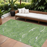 8' X 10' Green Blue And Ivory Abstract Washable Indoor Outdoor Area Rug