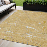 5' X 8' Gold Charcoal And Ivory Abstract Washable Indoor Outdoor Area Rug