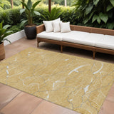 8' X 10' Gold Charcoal And Ivory Abstract Washable Indoor Outdoor Area Rug