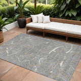 8' X 10' Gray Brown And Ivory Abstract Washable Indoor Outdoor Area Rug