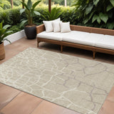 8' X 10' Beige And Tan Abstract Washable Indoor Outdoor Area Rug