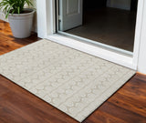 3' X 5' Beige And Ivory Ogee Washable Indoor Outdoor Area Rug