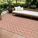 8' X 10' Coral And Beige Ogee Washable Indoor Outdoor Area Rug