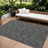 8' X 10' Black And Ivory Geometric Washable Indoor Outdoor Area Rug