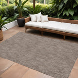 8' X 10' Brown And Ivory Geometric Washable Indoor Outdoor Area Rug