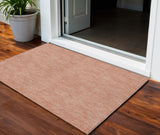 3' X 5' Copper And Ivory Geometric Washable Indoor Outdoor Area Rug