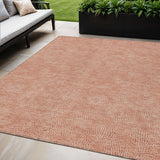 5' X 8' Copper And Ivory Geometric Washable Indoor Outdoor Area Rug