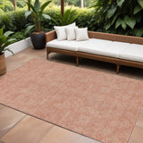 8' X 10' Copper And Ivory Geometric Washable Indoor Outdoor Area Rug