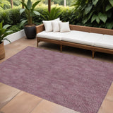 8' X 10' Eggplant And Ivory Geometric Washable Indoor Outdoor Area Rug