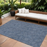 8' X 10' Navy Blue And Ivory Geometric Washable Indoor Outdoor Area Rug