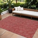 8' X 10' Red And Ivory Geometric Washable Indoor Outdoor Area Rug