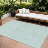 8' X 10' Aqua And Ivory Geometric Washable Indoor Outdoor Area Rug