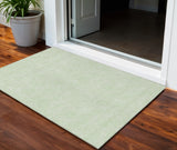 3' X 5' Mint Green And Ivory Geometric Washable Indoor Outdoor Area Rug
