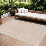 8' X 10' Peach And Beige Geometric Washable Indoor Outdoor Area Rug