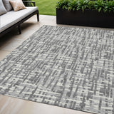 5' X 8' Gray And Charcoal Abstract Washable Indoor Outdoor Area Rug