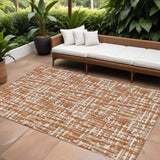 8' X 10' Terra Cotta Tan And Ivory Abstract Washable Indoor Outdoor Area Rug