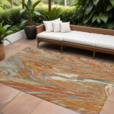 8' X 10' Brown Beige And Gray Abstract Washable Indoor Outdoor Area Rug