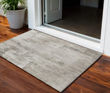 3' X 5' Beige And Gray Abstract Washable Indoor Outdoor Area Rug