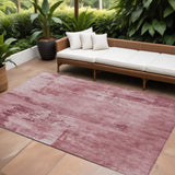8' X 10' Blush And Ivory Abstract Washable Indoor Outdoor Area Rug