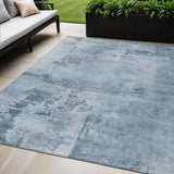 5' X 8' Denim Blue And Silver Abstract Washable Indoor Outdoor Area Rug