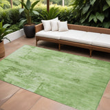 8' X 10' Green And Ivory Abstract Washable Indoor Outdoor Area Rug