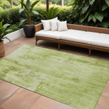 8' X 10' Lime Green And Ivory Abstract Washable Indoor Outdoor Area Rug