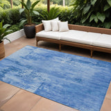 8' X 10' Navy Blue And Ivory Abstract Washable Indoor Outdoor Area Rug