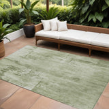 8' X 10' Olive Green And Ivory Abstract Washable Indoor Outdoor Area Rug