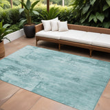 8' X 10' Blue And Ivory Abstract Washable Indoor Outdoor Area Rug