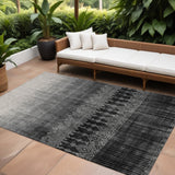 8' X 10' Black Ivory And Gray Ombre Washable Indoor Outdoor Area Rug