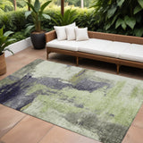 8' X 10' Fern Green Gray And Black Abstract Washable Indoor Outdoor Area Rug