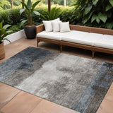 8' X 10' Gray Black And Brown Abstract Washable Indoor Outdoor Area Rug