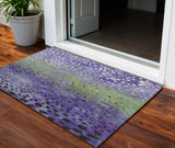 3' X 5' Purple Green And Black Abstract Washable Indoor Outdoor Area Rug