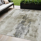 5' X 8' Taupe Ivory And Gray Abstract Washable Indoor Outdoor Area Rug