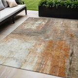 5' X 8' Copper Ivory And Brown Abstract Washable Indoor Outdoor Area Rug