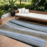 8' X 10' Brown Blue And Gray Abstract Washable Indoor Outdoor Area Rug
