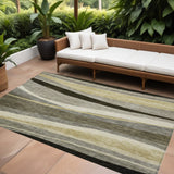 8' X 10' Taupe Gray And Black Abstract Washable Indoor Outdoor Area Rug